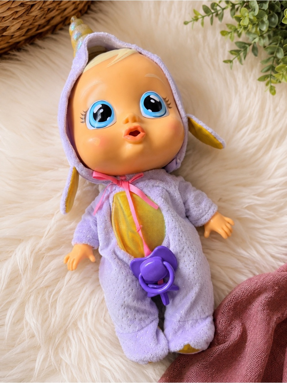 Cry Babies Narvie Narwhal Interactive Baby Doll IMC Toys w/ Pacifier